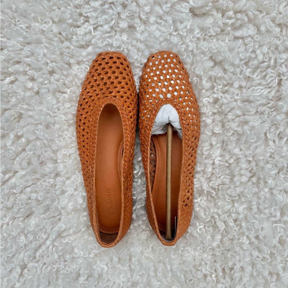 NWOT Madewell Mylie Ballet Flat Handwoven Leather Flats in Burnt Orange *NO BOX